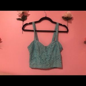 Vintage Blue crotchet lace corset crop top